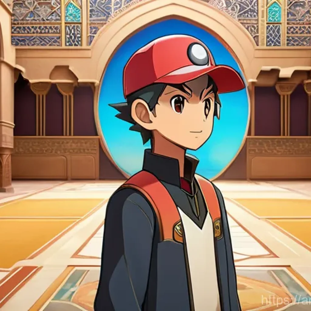 포켓몬스터 애니 속 리그 대회 분석 - **Prompt:** A thoughtful young adult Pokémon trainer, with a determined expression, is meticulously ...