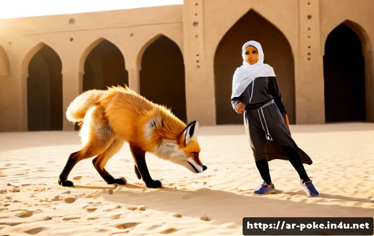 포켓몬스터 애니 속 체육관 리더의 개성 - Photorealistic Arabian desert arena at golden sunset, a confident young female monster-battling gym ...